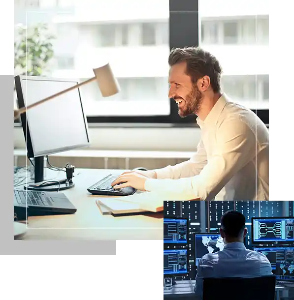 A man sitting at his desk with a computer.